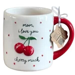Lang MOM I LOVE YOU CHERRY MUCH Mug Hand Painted Mother's Day Tea Cup NEW